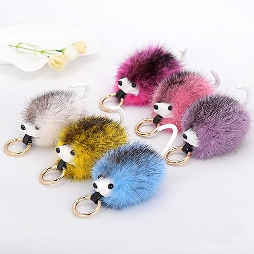 Miniatura 6 de Toim Cute Fur Llavero de peluche con forma de erizo Animal Llavero Car & bolsa accesorio, ideal Ornamento colgante para bolso, teléfono celular