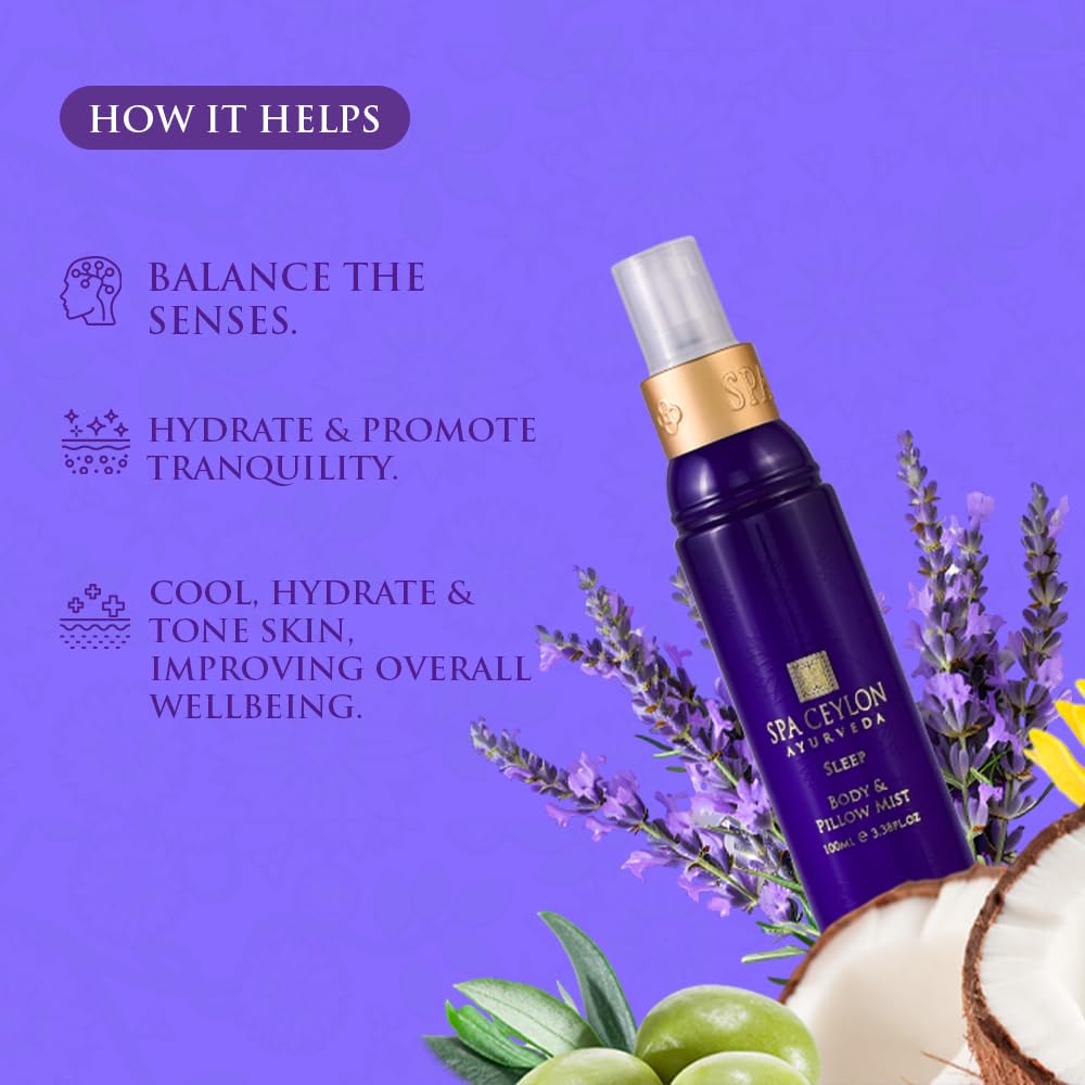 SPA CEYLON SLEEP Body & Pillow Mist | Non-Oily Natural Mist | Reduces Stress | Luxuriously Fragrant | Suitable for all skin types (100 ml, Lavender) - Image 3