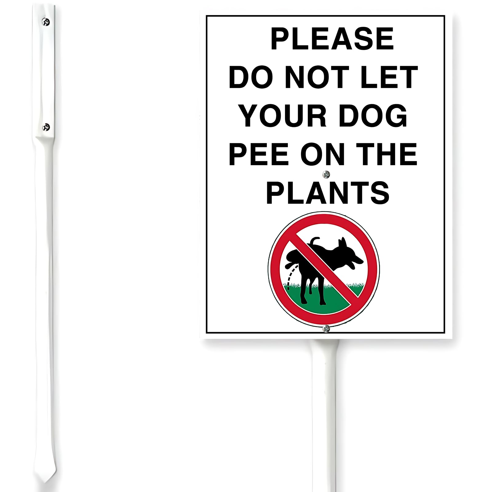 Horienteeon No Poop Sign With Stake Do Not Let Dog Pee On The Plants 7x8.8" Outdoor Lawn Puppy Yard Sign Ground Stakes Decoration Aluminum Sign And 12.8" Stake Kit
