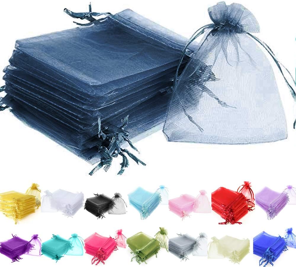 Time to SparkleTime to Sparkle 25 Pieces Pouches Organza Gift Bags Oragnza Wedding Favour Bags Jewellery Packing (Navy Blue, 5x7cm)