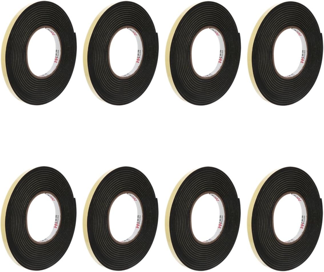 8 Rolls Black EVA Foam Seal Tape for Soundproofing and Sealing