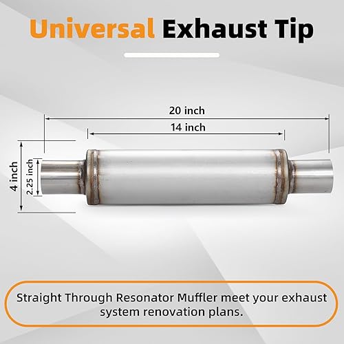 Miniatura 56 de A-KARCK Resonador de escape de entrada de 4 pulgadas, entrada de 4 pulgadas, salida de 4 pulgadas, silenciador de longitud total de 30 pulgadas, 1