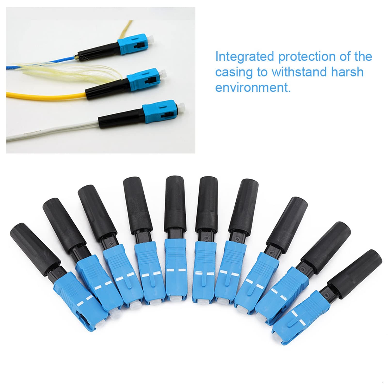 100 connecteurs rapides pour fibre optique SC, adaptateur de terminaison rapide en champ pour FTTH, connecteur de fibre SC à faible réflexion avec boîtier robuste pour réseau local