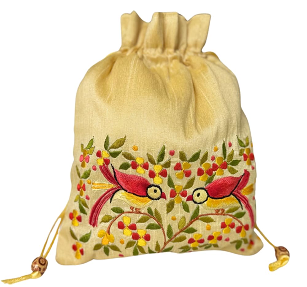 Lavanya Fashions Raw Silk Fabric Embroidered Polti Bag for Women Cream (B0CXZQWVWD) Amazon Price History, Amazon Price Tracker