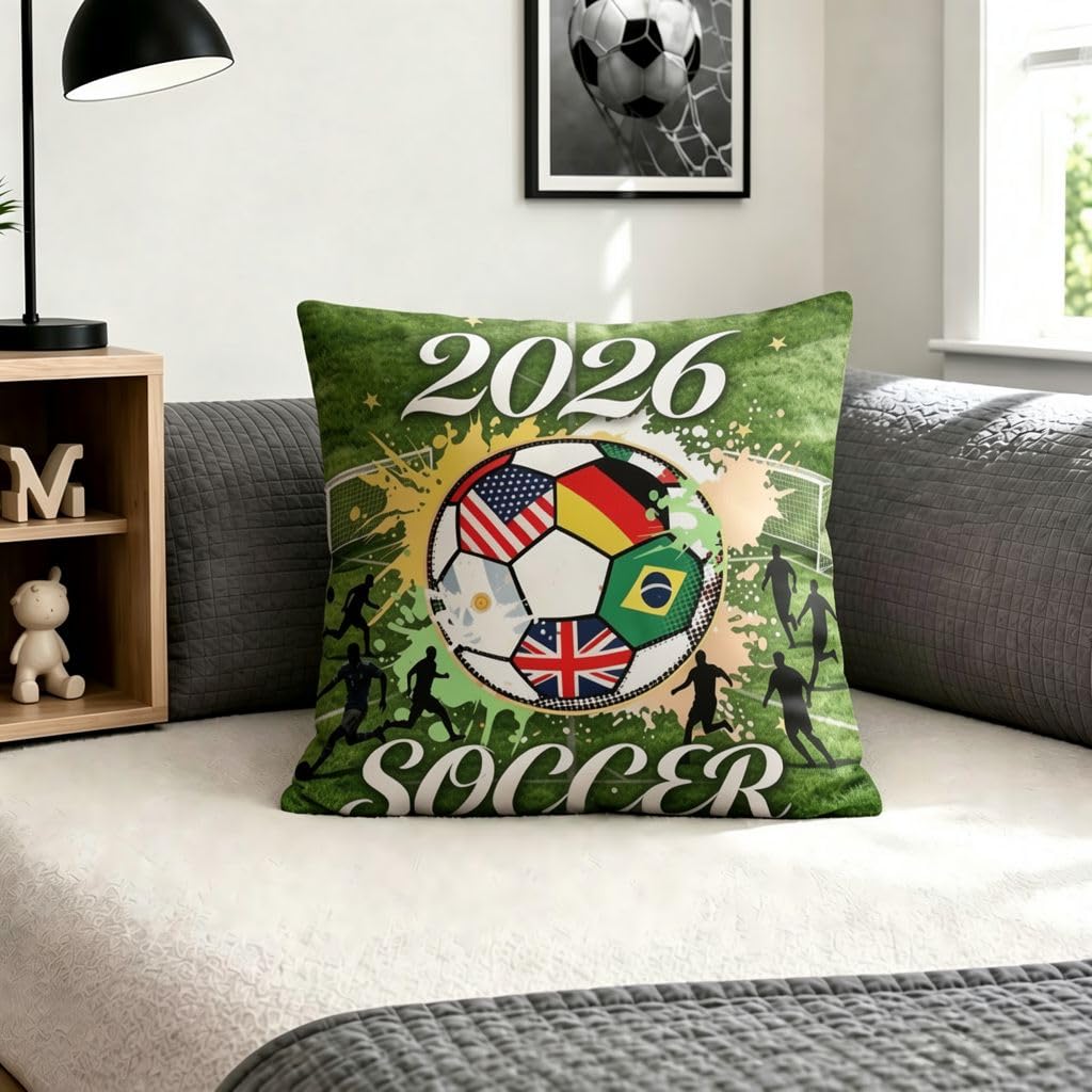 International Soccer Multi Country Flag Throw Pillow Covers-24x24