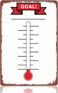 Retro Goal Thermometer Aluminum Metal Signs for Home Office Decor 8x12in