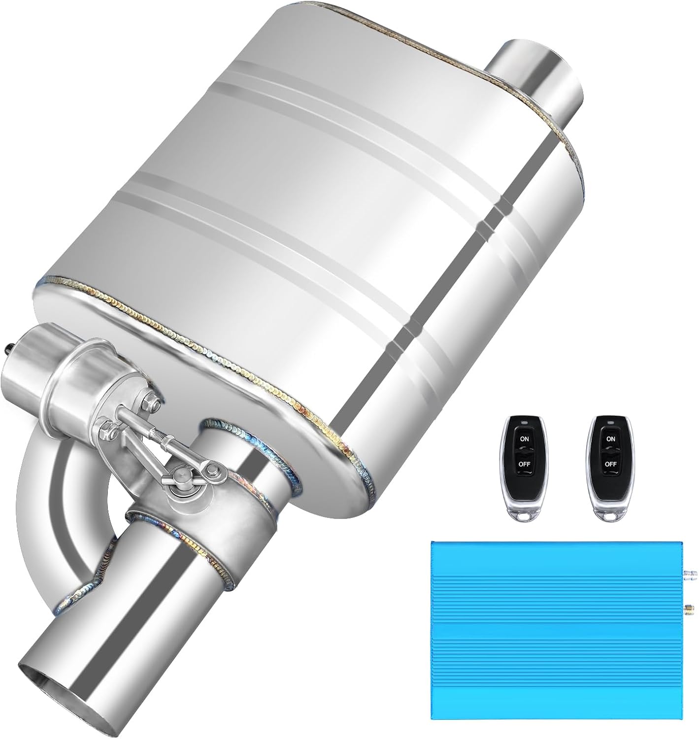 3 Inch Valved Muffler Exhaust Cutout with Muffler Cat Back Exhaust System Kit