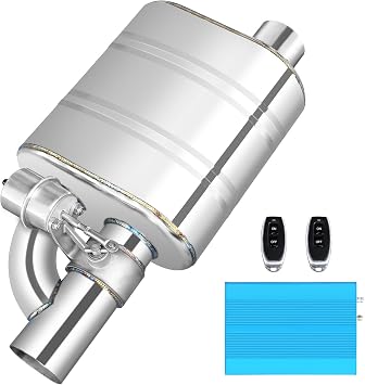 2.5 Inch Valved Muffler Exhaust Cutout with Muffler Cat Back Exhaust System Kit
