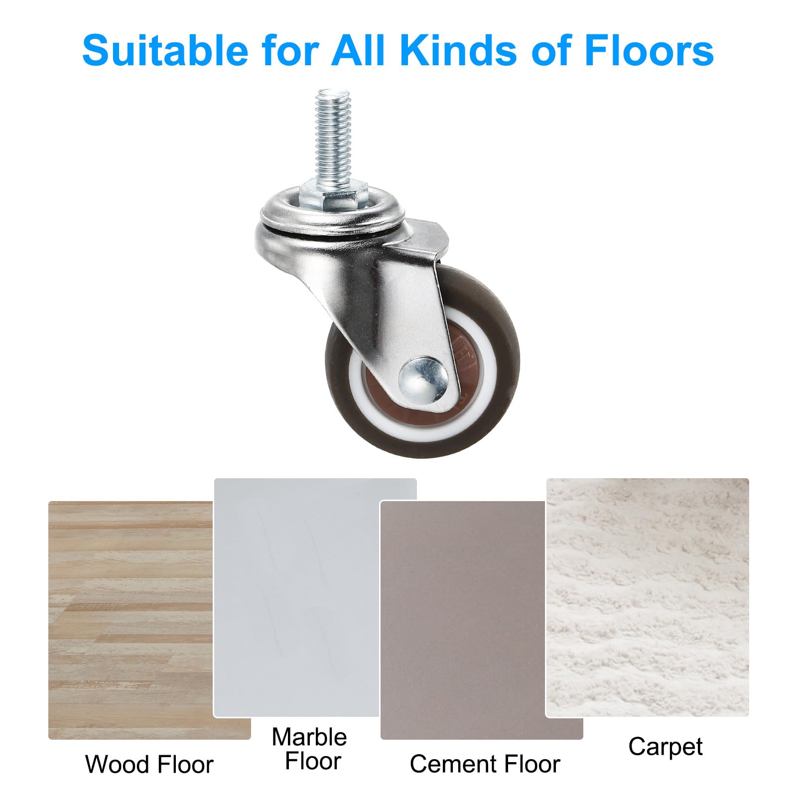 PATIKIL 1 Inch Stem Casters, 4 Pack Wire Shelf Caster Wheels Threaded Swivel Stem Wheels Wire - View #8