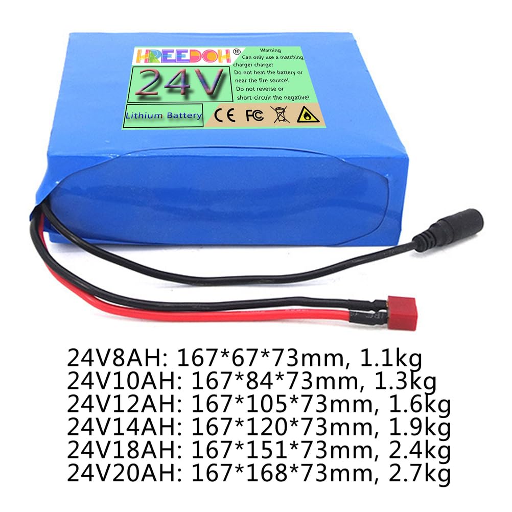 Akumulator litowy 24 V 8AH 10AH 12AH 14AH 18AH 20AH Akumulator litowo-jonowy do silników 0-500 W z ładowarką