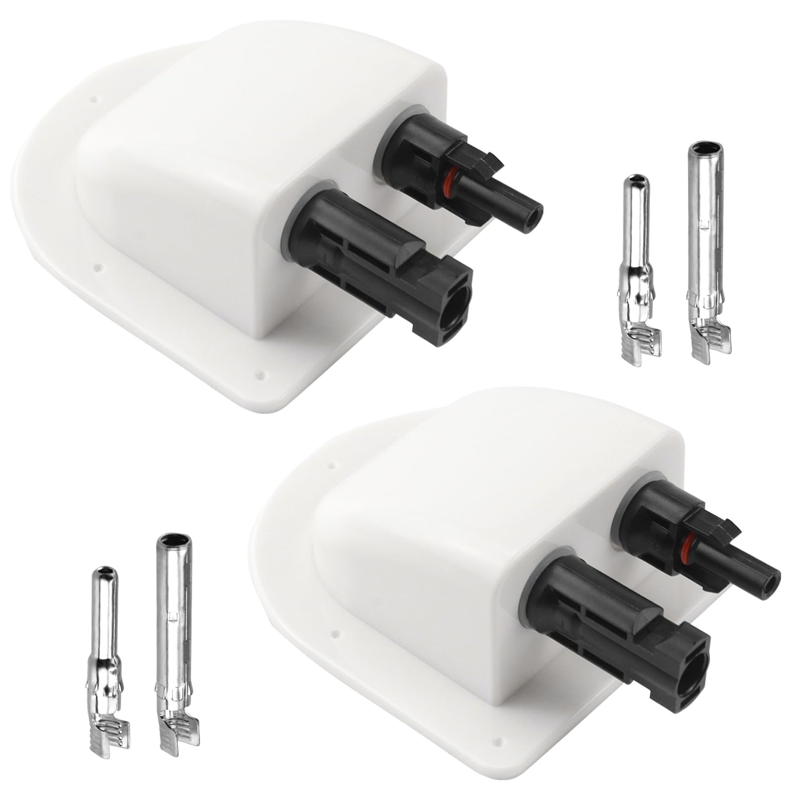 2 Pcs Passacavo Solare Doppio Ingresso Impermeabile per Passacavo Pannello Solare ABS for Cavi 6-12mm Fissaggio al Tetto per Cavi Solari Roulotte Barche Camper (bianco)