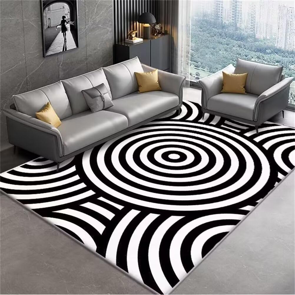Tapis de chambre facile à nettoyer 180x250 grand format à rayures