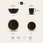 Stone Lain Gold Halo Porcelain Dinnerware Set, Service for 4, Black