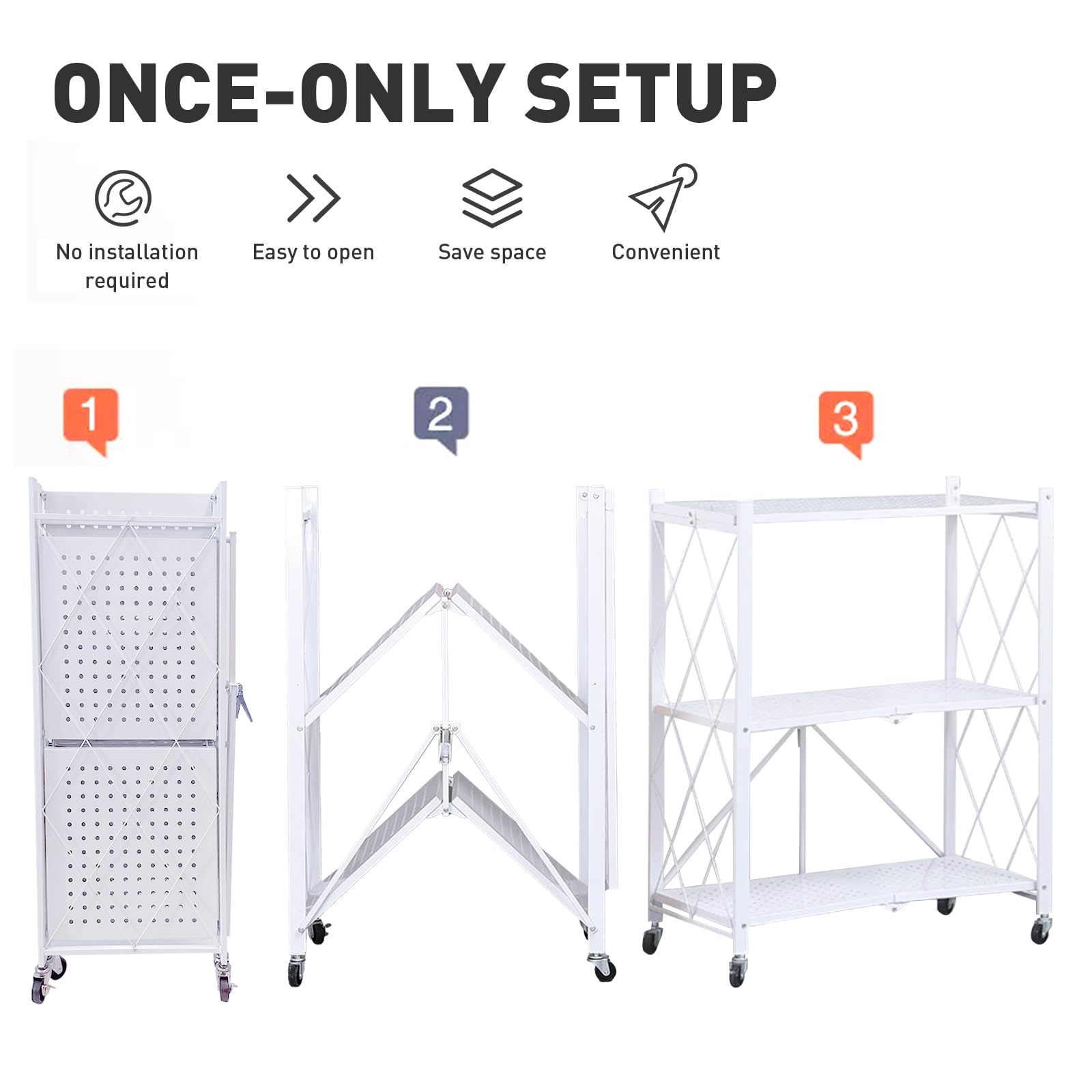 CLP Etagère Rosa En Fer Robuste Elément De Rangement Pliable Avec 3