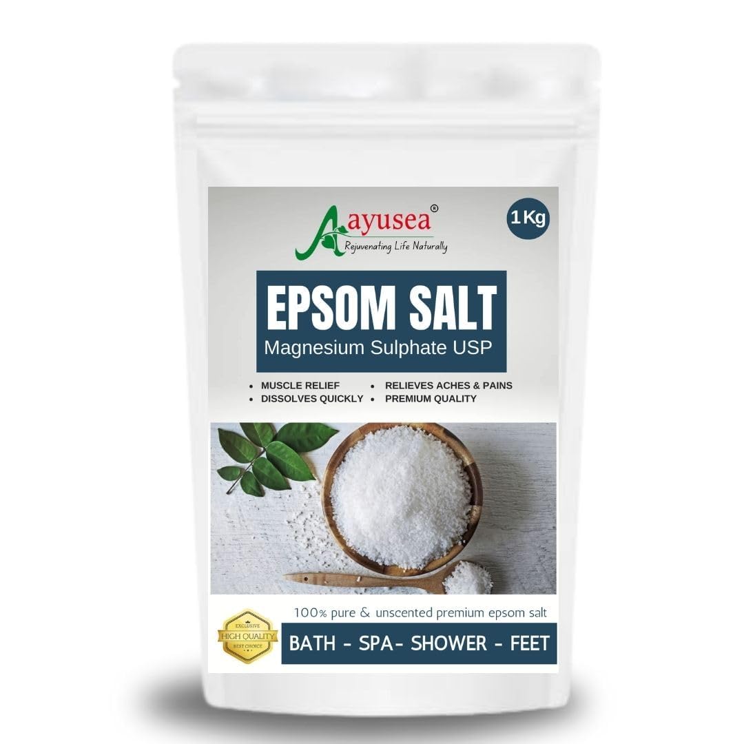 AYUSEA Epsom Bath Salt For Muscle Relax & Foot Soak, exfoliant and in aromatherapy 1kg (Pack of 1)-image-41