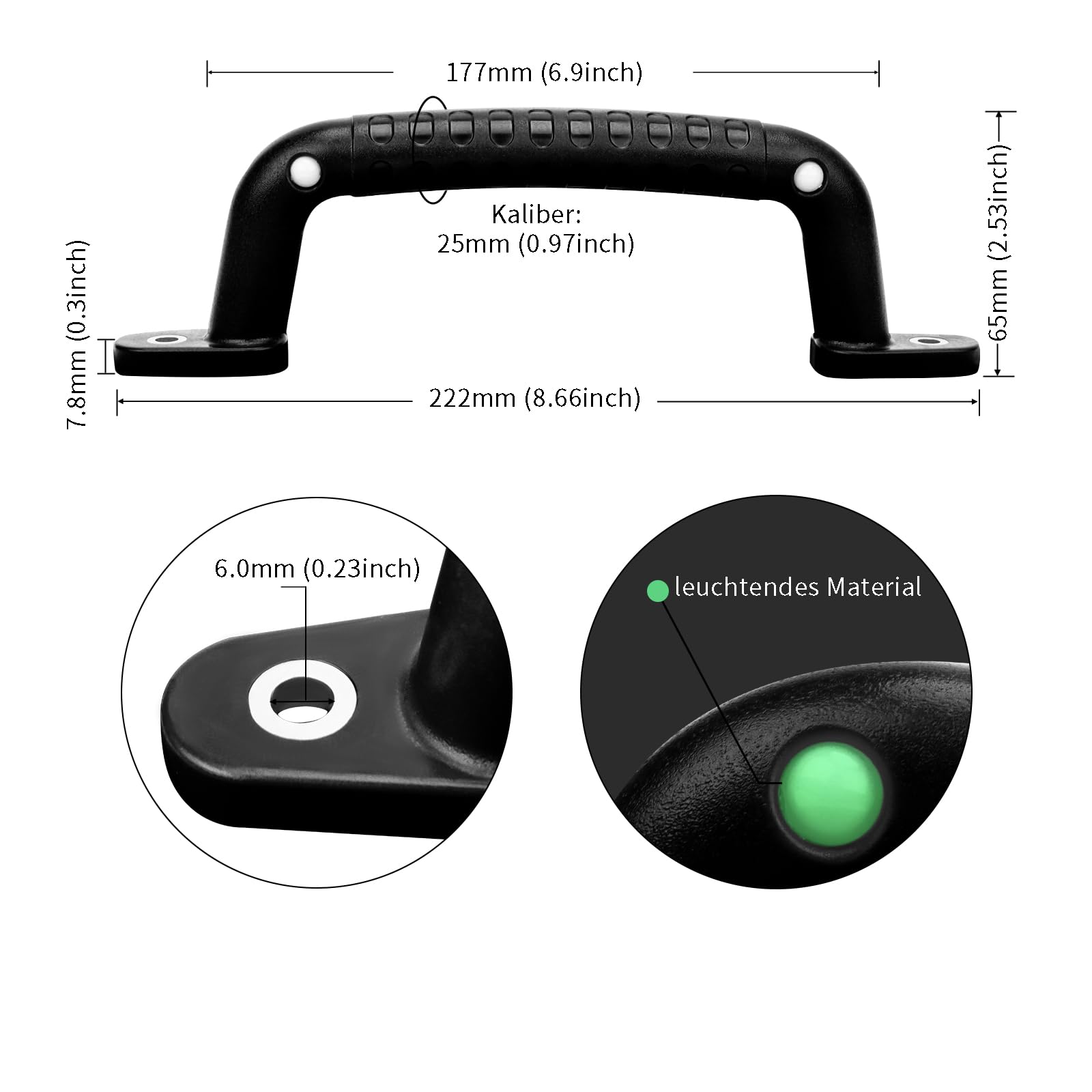 4ER Leuchtende Klettergriffe,Rutschfeste Kunststoffgriffe Kind Indoor Outdoor sichere Klettergerüste,für Spielplätze Baumhäuser Spielhäuser Doppelstockbetten Reckstangen,Schwarz