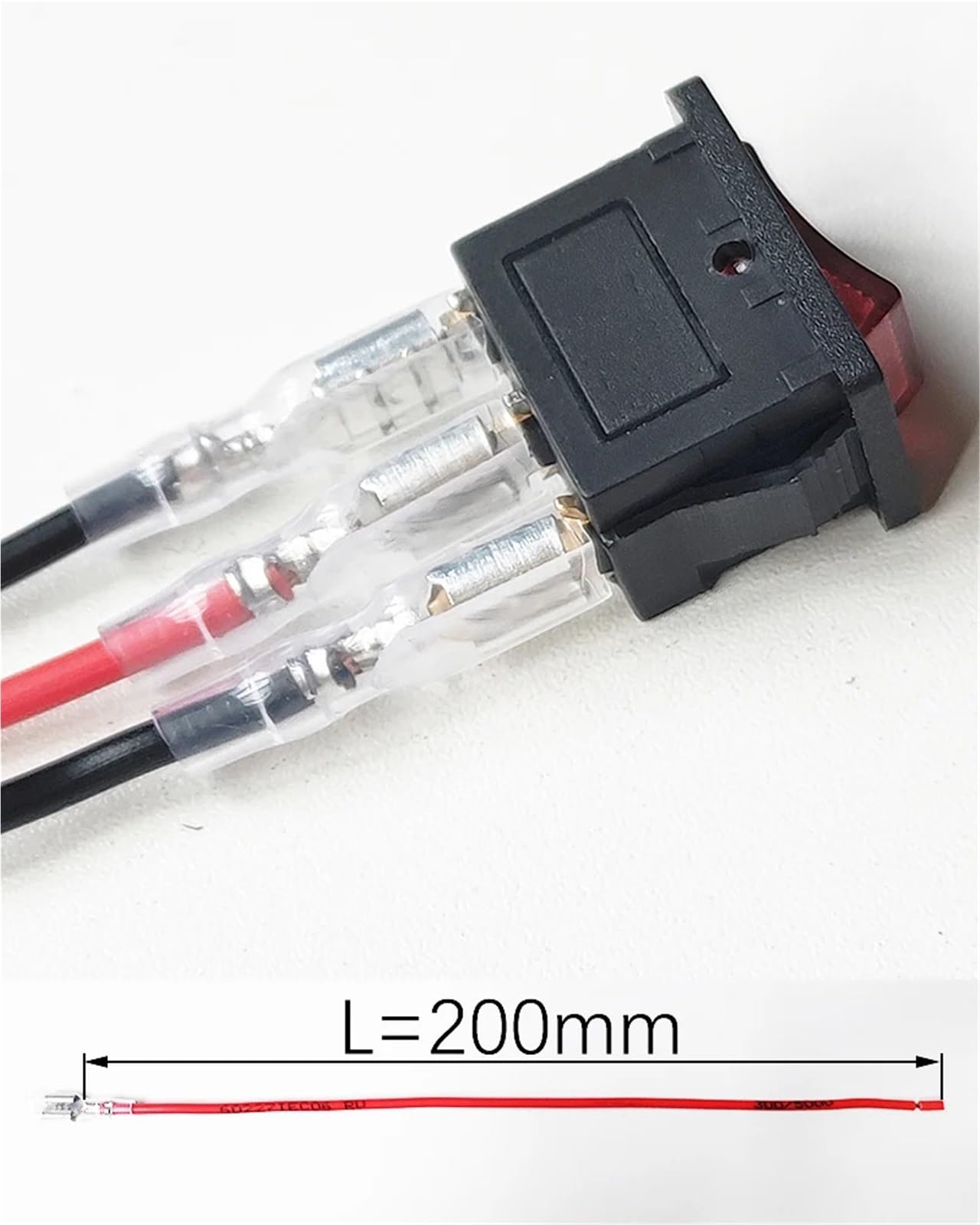 (100 piezas) Interruptor basculante KCD1 de 3 pines, 21 mm x 15 mm, corte de panel de 13 x 19 mm, interruptor basculante rectangular con luz LED de 12 V/220 V(Red 12V LED)