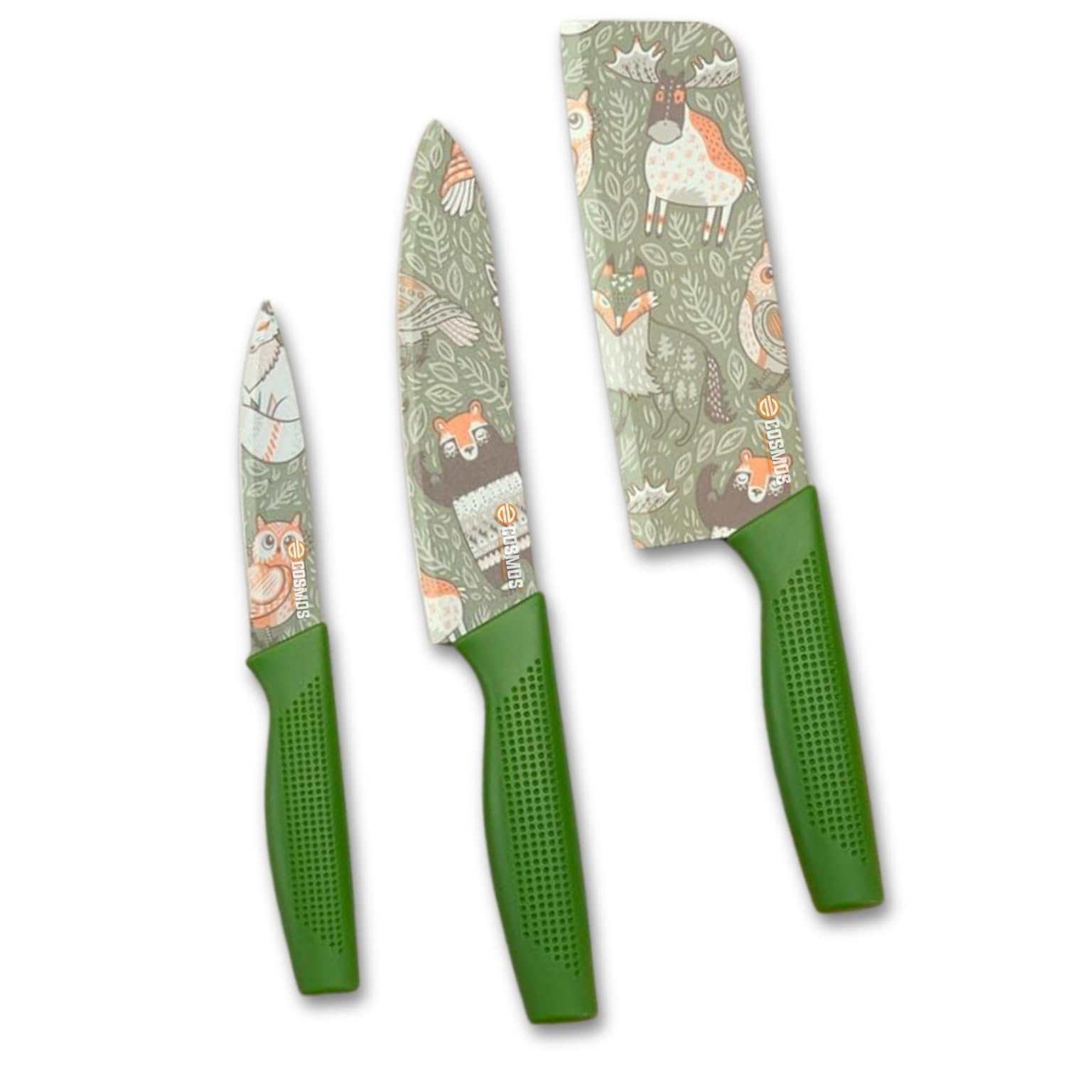 COOFANDY Stainless Steel 3 Pieces Professional Kitchen Knife Set/Meat Knife/Chef Knife with Non-Slip Handle Manual Sharpening for Home Kitchen Restaurant High Carbon Stainless Steel Knife (Green)