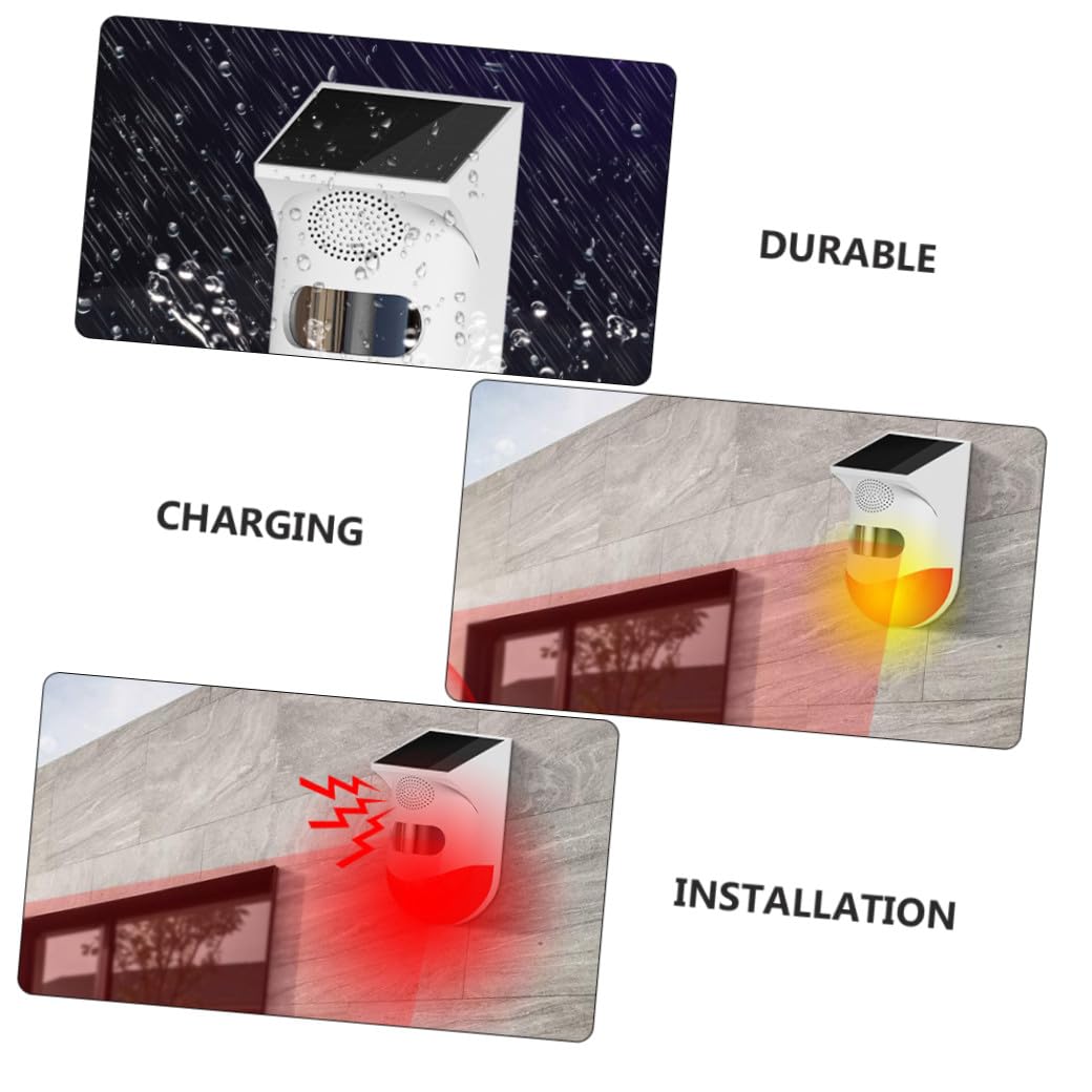 HEMOTON Solarer Infrarot Sicherheitsdetektor für Außenbereich mit Starkem Alarm Ip67 Kabellos Automatischer Lichtschalter Abs und Silizium