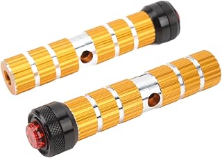 Rosvola Footrests, Easy Installation 2pcs Night Alarm Non-slip Universal Footrests Aluminum Alloy with Night Beacon for Motorcycles