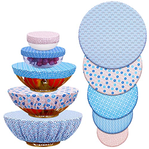 10 Pcs Reusable Fabric Bowl Covers Elastic Food Storage Container Cover Stretched Washable Bowl Dish Lid Covers For Leftovers Family Outdoor Picnic Microwave Dishes Rising Bread Proofing (Pastel) #TOP20