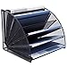 Metalowa półka na listy AMECO z 6 przegródkami - Taca na dokumenty w kształcie wachlarza do biura organizera na biurko - 27,5 x 33 x 27,5 cm Czarny
