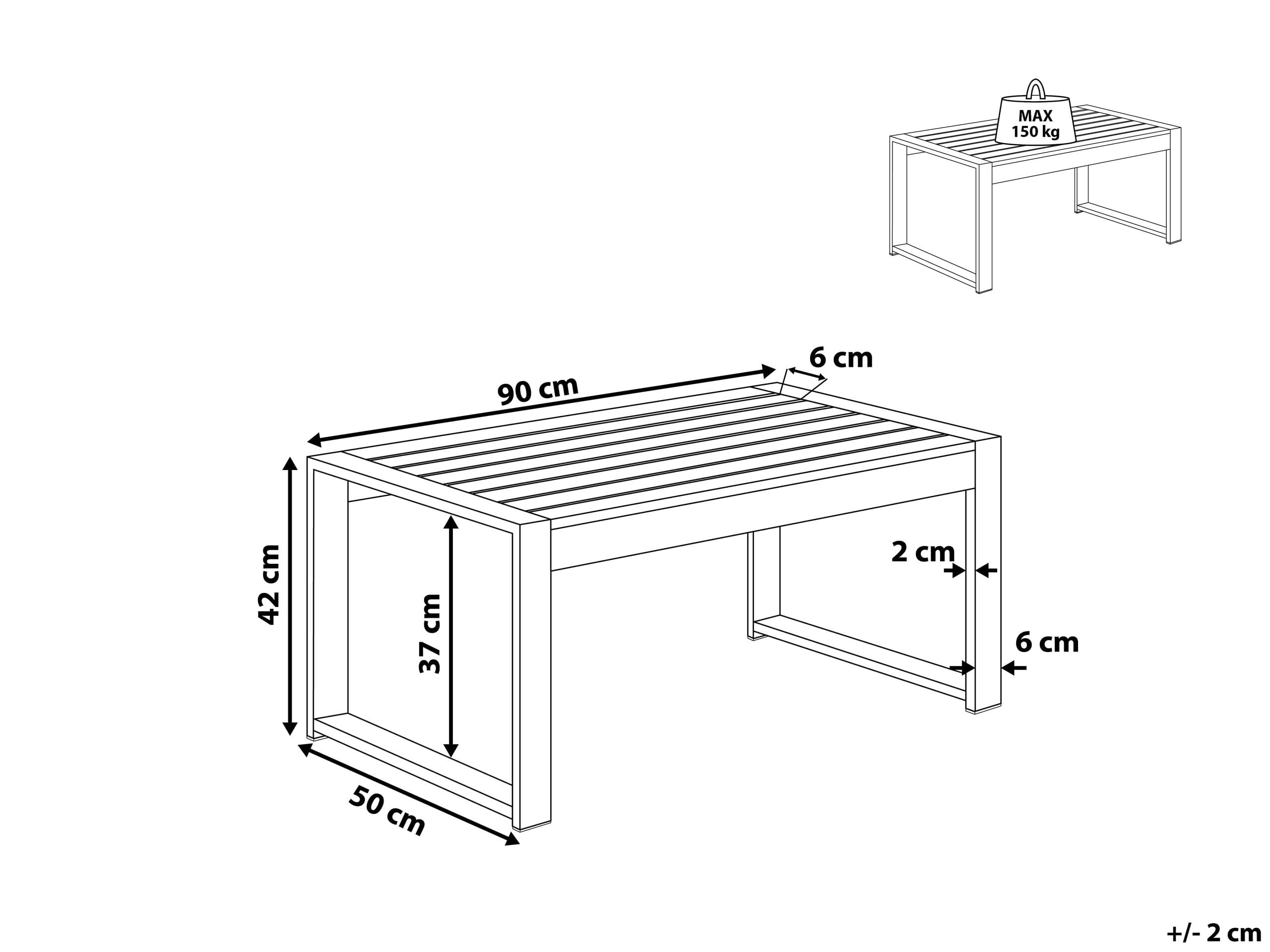 Ogrodowy stolik kawowy metalowa aluminiowa rama 90 x 50 cm jasnoszary Salerno