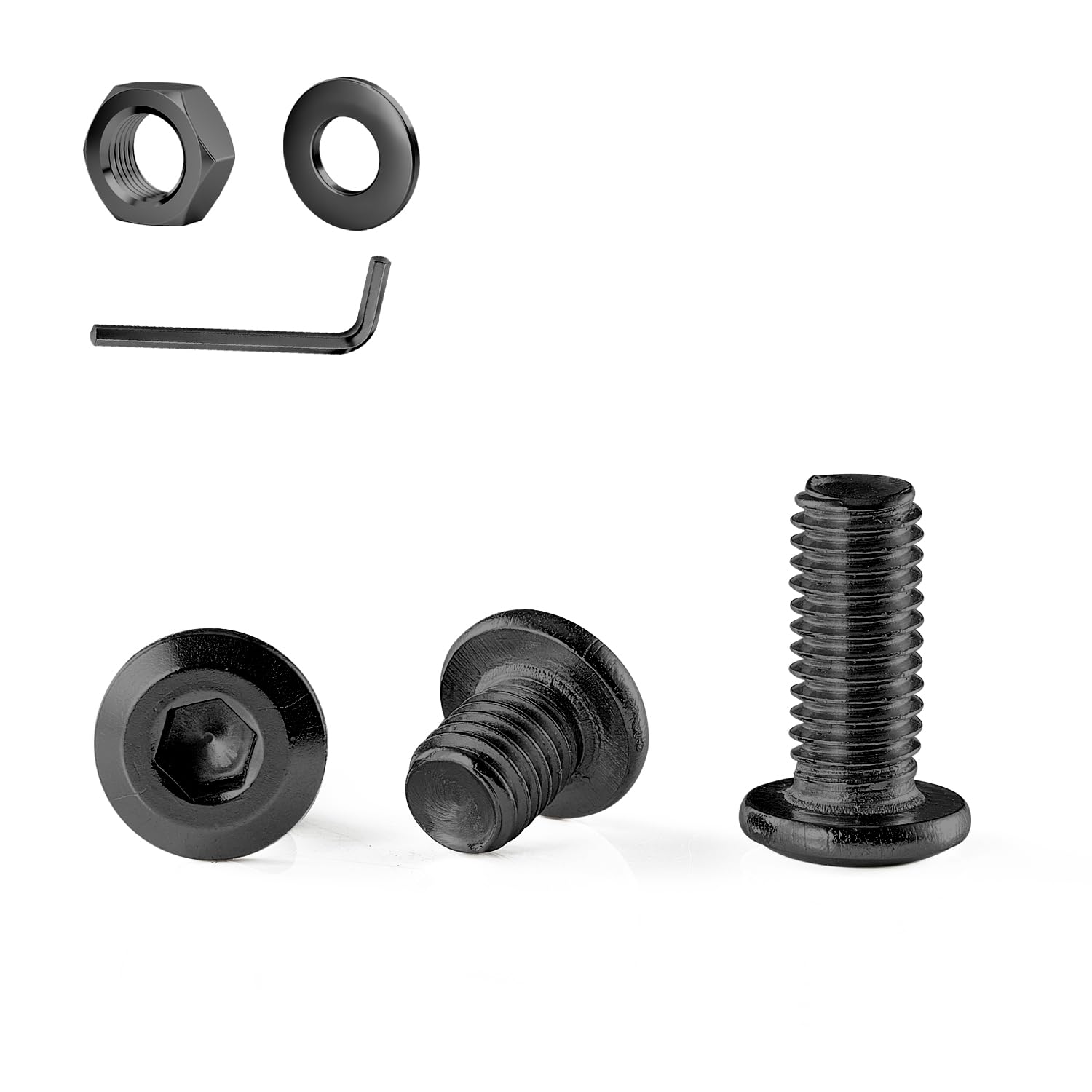 GOHODOMINO M5×14mm 20 Stück Flachkopfschrauben mit Innensechskant Edelstahl A2 V2A Vollgewinde Schwarzes Oxid mit Sechskantschlüssel