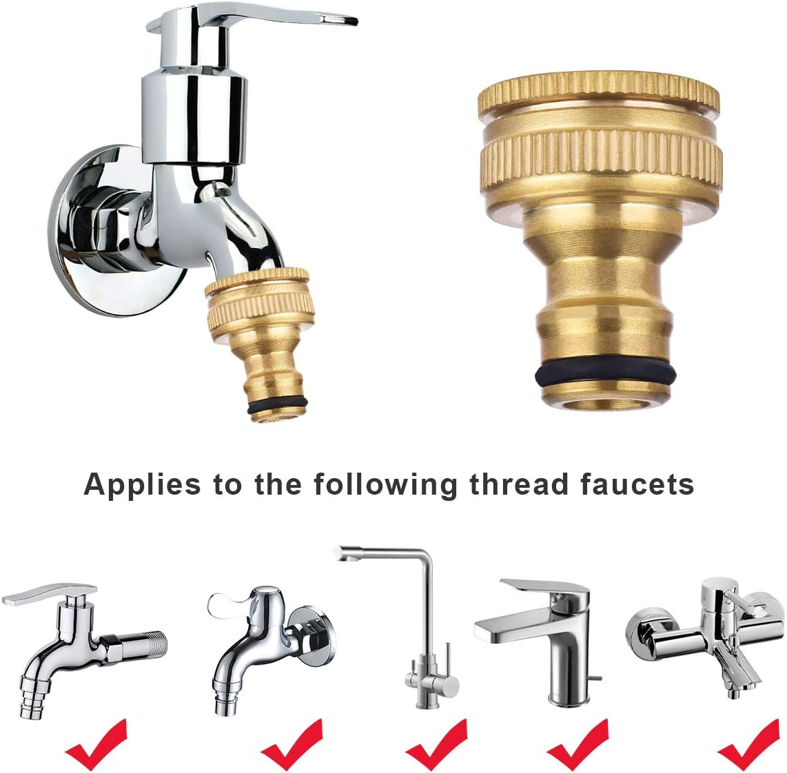 RSVOM Hose Connectors, 2 Parts Brass Hose Tap Connectors 1/2 Inch 20mm