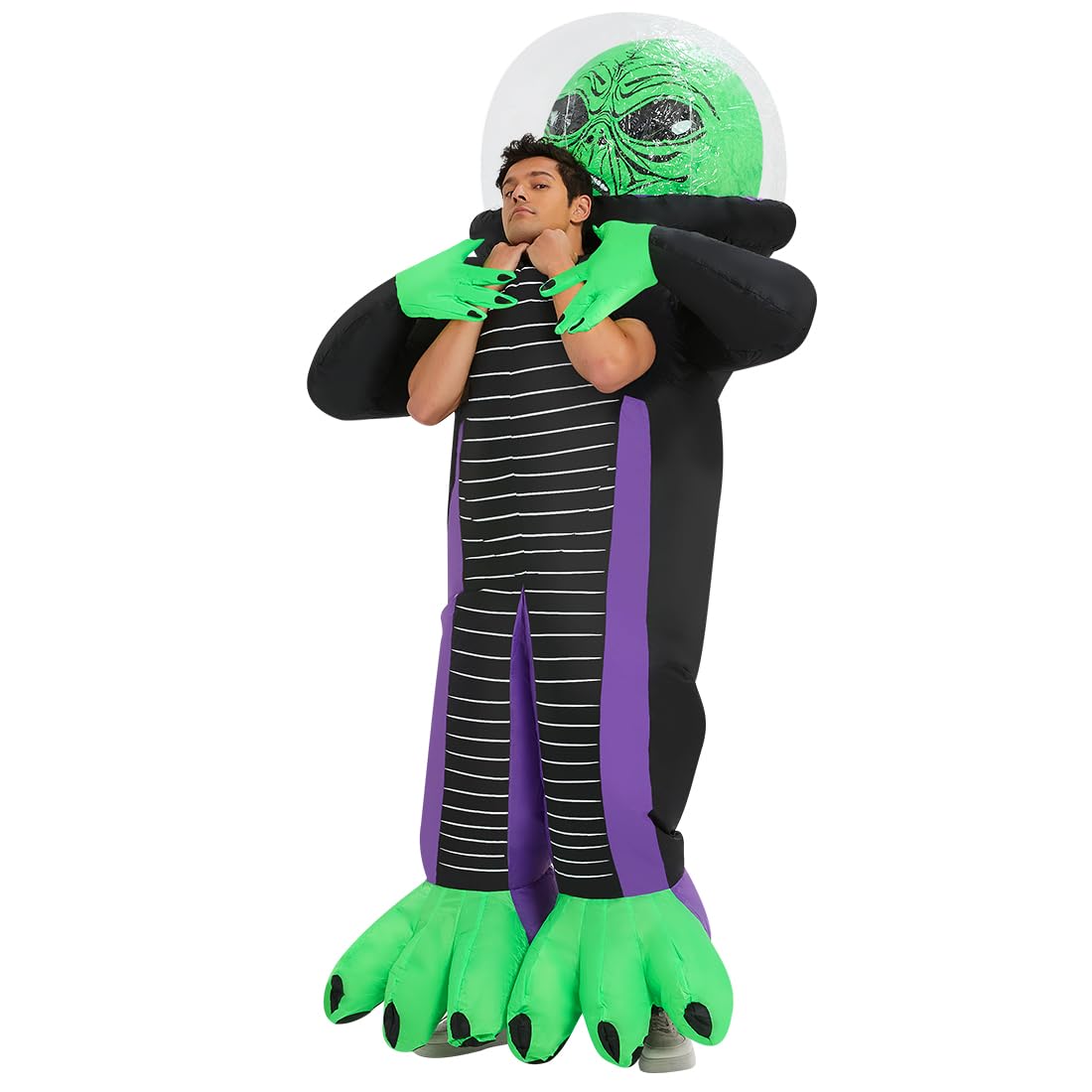 COMIN Inflatable Alien Choking Neck Costume for Adults Simulated Skin Air Blow up Funny Halloween Costume Inflatable 63''
