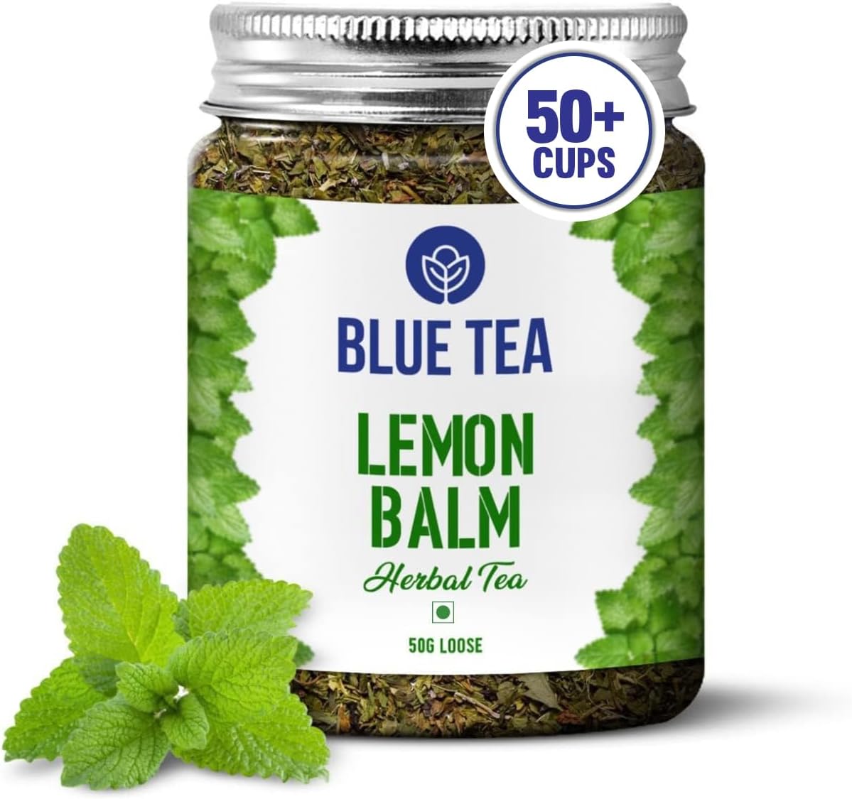 Lemon Balm Tea - 50gm - 50+ Cups | RELIEVES STRESS | REDUCES BLOATING | IMPROVES DIGESTION | Leaf Based - Caffeine Free - Non-GMO - Relaxing | Shark Tank Featured | Reusable Pet Jar