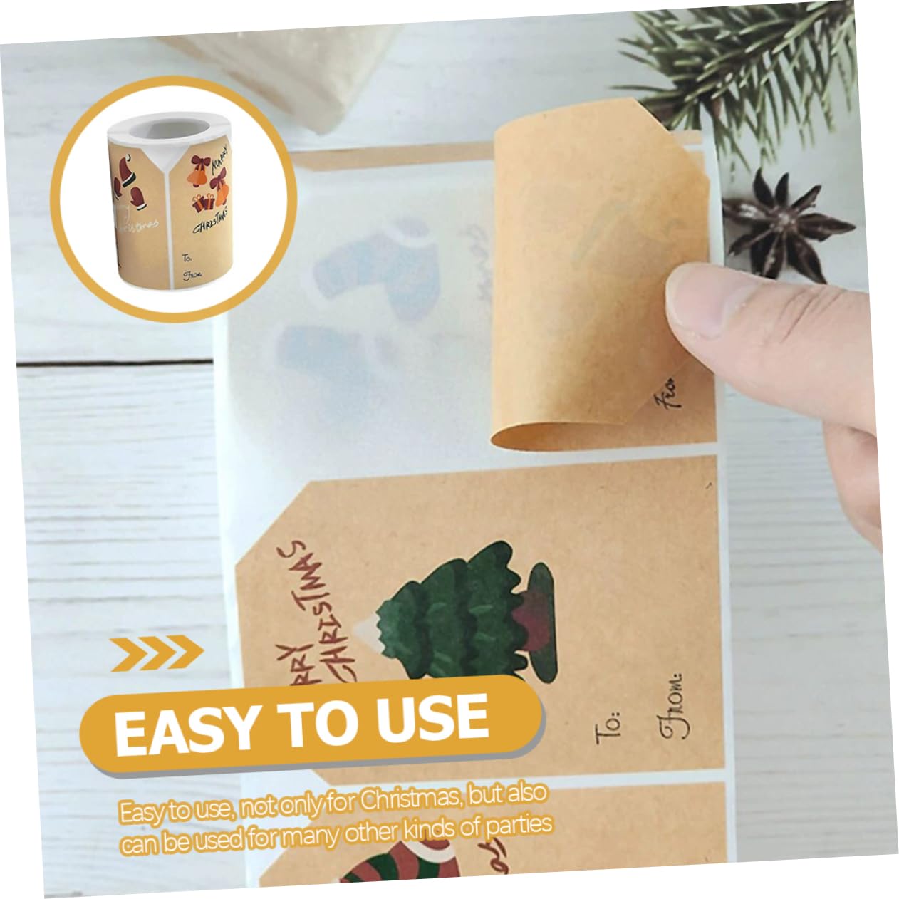 5 Rouleaux Autocollants de Noël etiquettes autocollantes étiquettes autocollantes porte-noms personnalisés autocollant d'emballage adhésif étiquettes de noël papier kraft