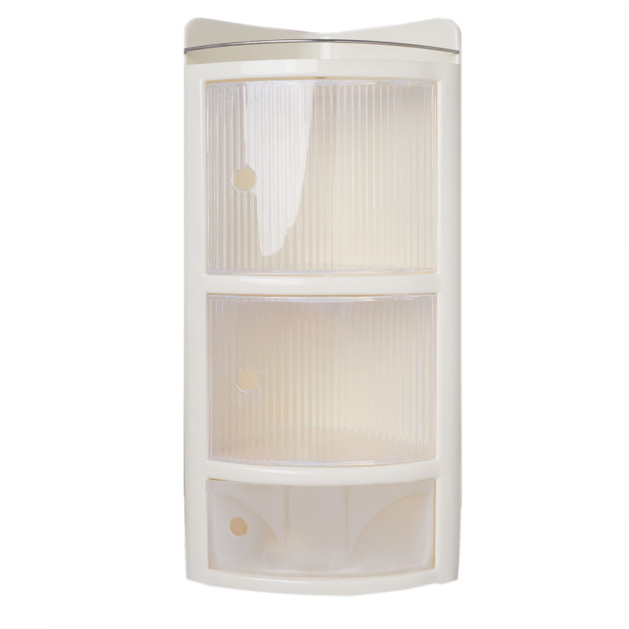 GRACIO Jumbo Delux 3 Tier Bathroom Corner Shelf, Wall Mounted Storage Shelf with 3 Translucent Doors, Premium Plastic Cabinet for Kitchen, Bathroom, Living Room, Office, Stylish Corner (Ivory) (B0BW7PJ3V3) Amazon Price History, Amazon Price Tracker