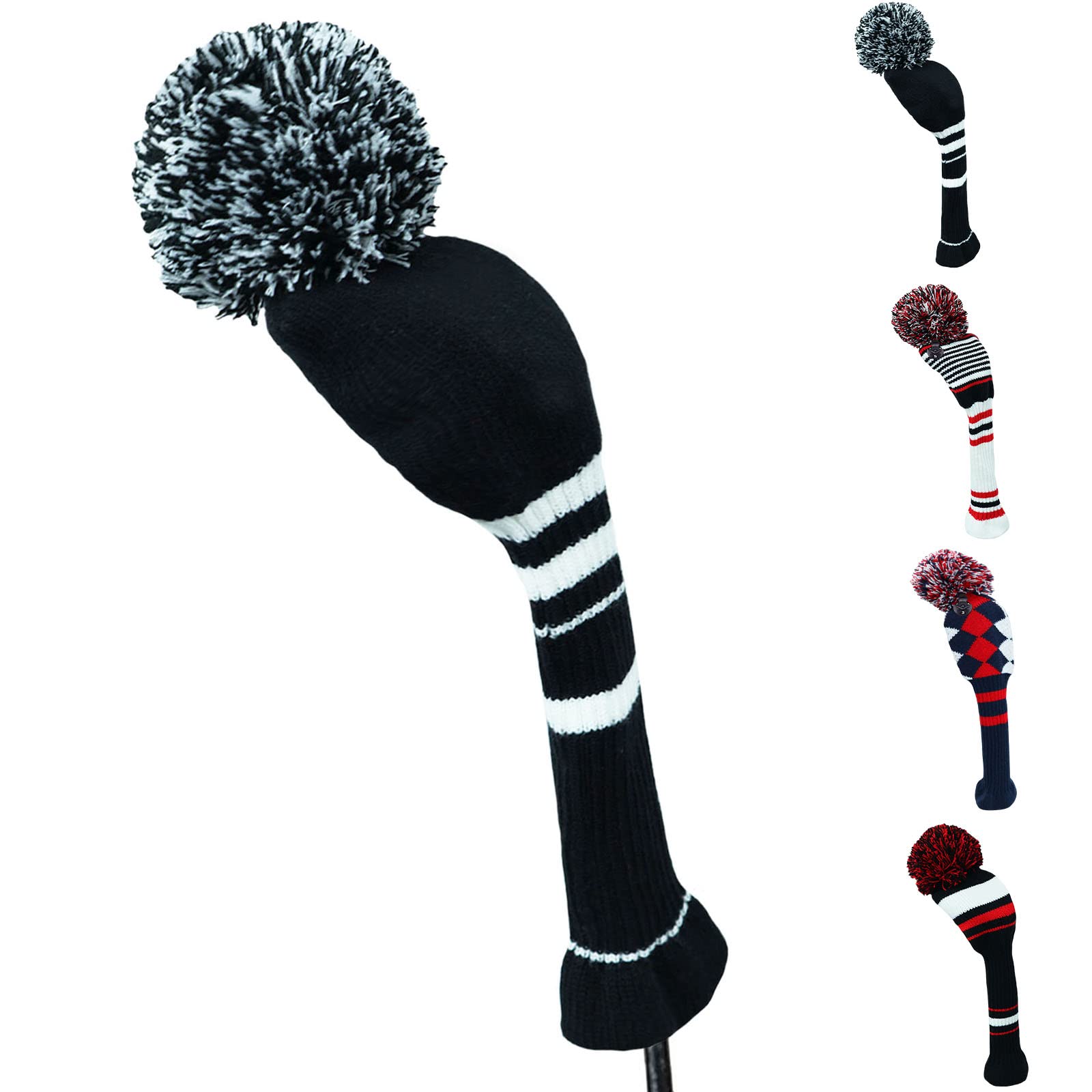 Golf Head Covers Knitted Woods Driver Fairway Hybrid Pom Pom Cover Washable Soft Kint Headcover 1 3 5 for Men Women Kids Sold in Separate