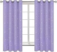 Vista 104 de BGment - Cortinas opacas para dormitorio infantil, con ojales, con aislamiento térmico, estampado de estrellas plateadas, para oscurecer