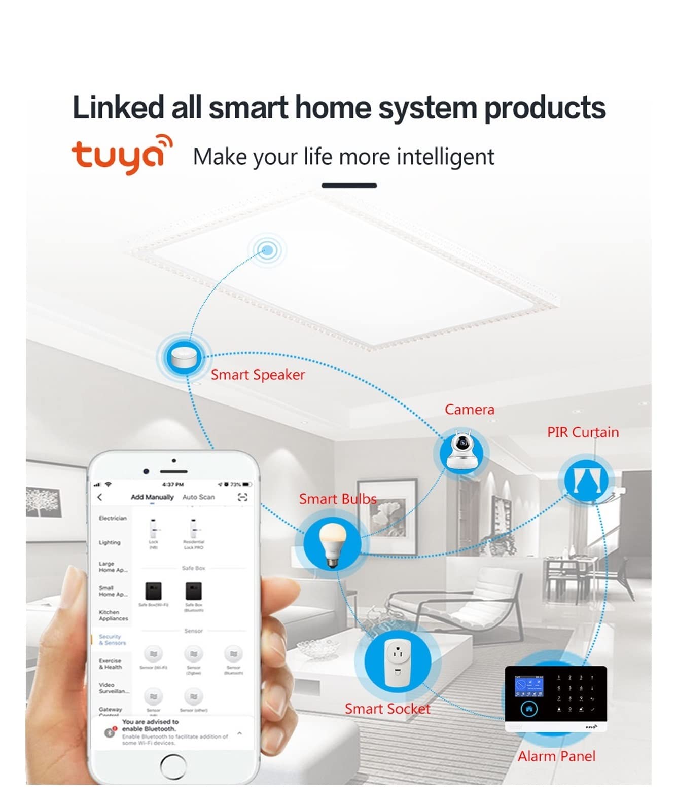 Kit Alarma Casa, PG-103 4G 3G GSM Sistema de alarma Tuya Smart Life Aplicación Control for la alarma de seguridad del hogar con Pir Sensor Puerta Sensor Smart Home Kit(Set A)