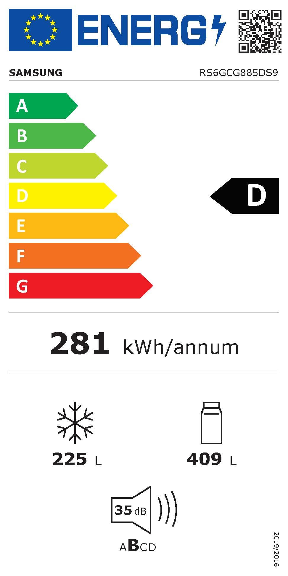 Samsung Side-by-Side-Kühlschrank mit Gefrierfach, 178 cm, 634 l Gesamtvolumen, 225 l Gefrierteil, AI Energy Mode, Wasser- und Eisspender, Frischwasseranschluss, Edelstahl-Look, RS6GCG885DS9EG