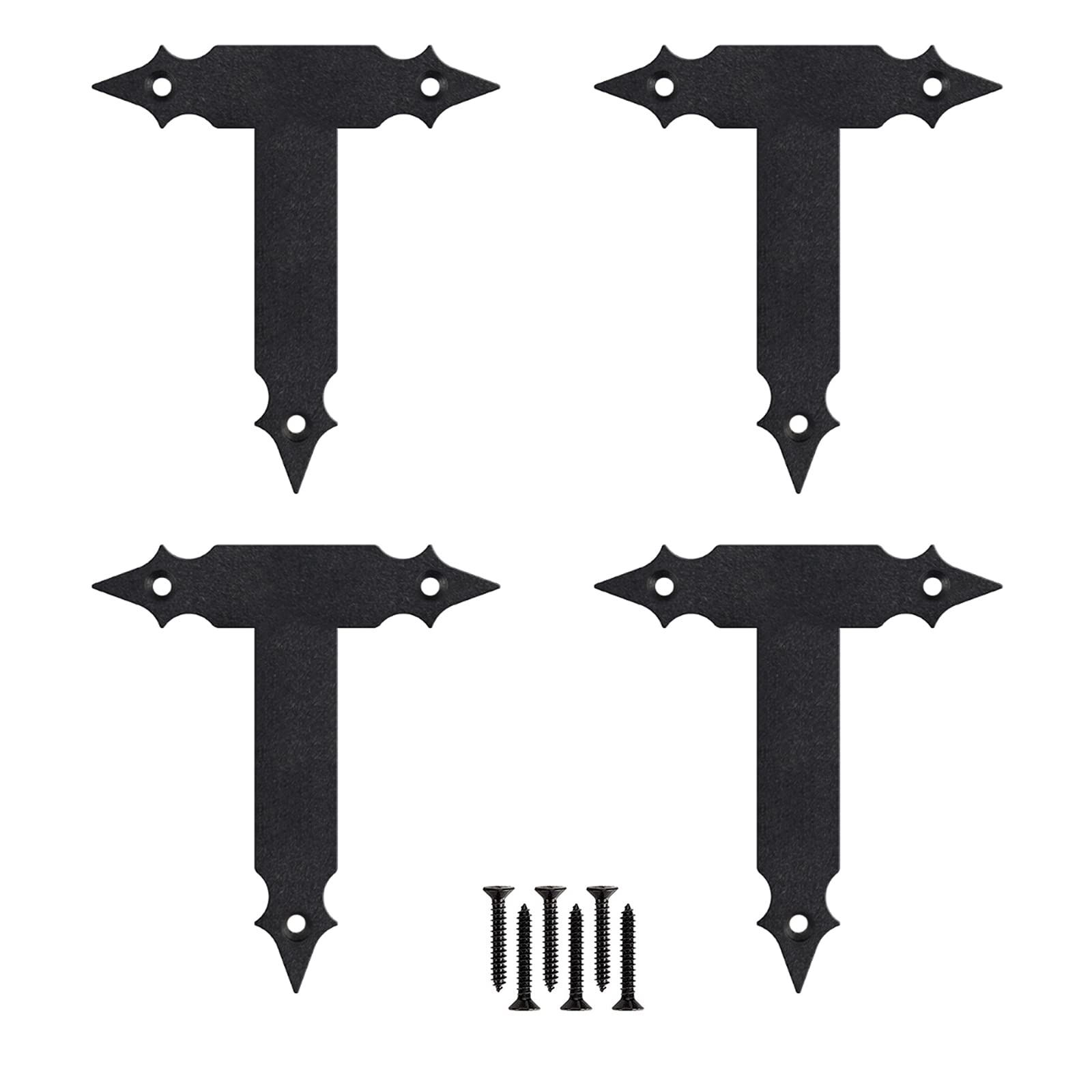 4Pcs Sliding Door Barn Door Slab Decorative Corner Bracket Black T Shape Corner Bracket for Garage Door Gates Shutters Furniture (“T” Shape)