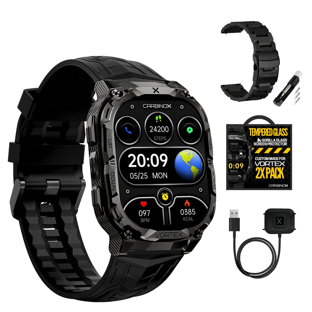 Amazon.com: CARBINOX Vortex Smart Watch with Metal Band, Charger
