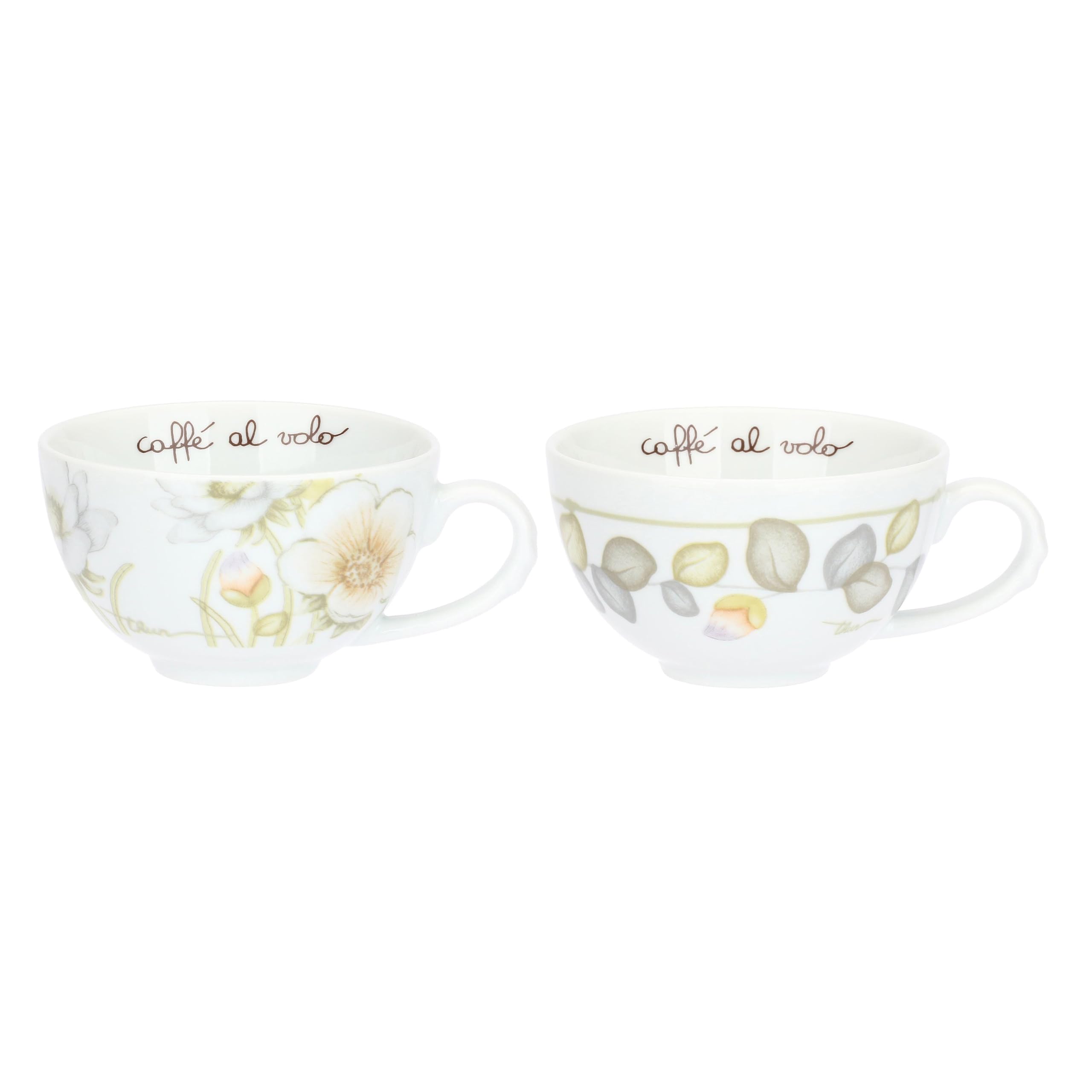 THUN - Set 2 tazze medie - porcellana - Collezione Bloom - h5,8 cm ⌀10 cm, manico 1,4 cm; piatto ⌀15,9 cm