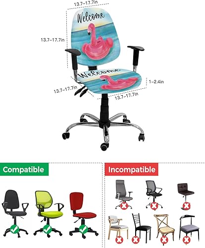 Miniatura 4 de AMZRicher Funda elástica para silla de oficina, diseño de flamencos rosados, funda para asiento de silla de computadora, funda para respaldo,