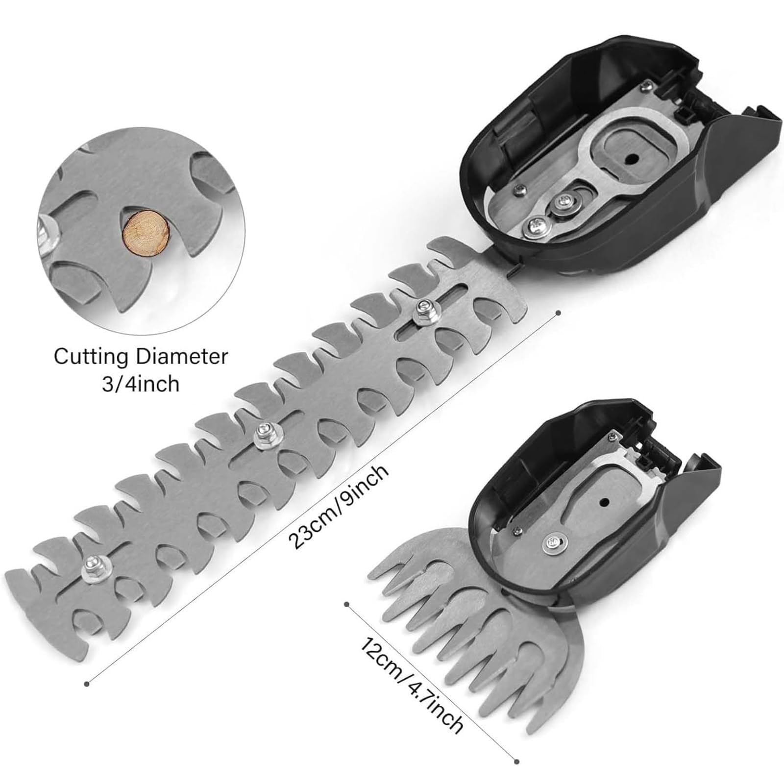 Cortasetos eléctrico de mano, recortadora de arbustos inalámbrica con 2 baterías y cabezal giratorio de 90°, 18000 RPM, perfecto para el mantenimiento del jardín y el césped