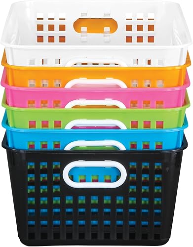 Miniatura 3 de Canastos para almacenado multiuso, 13"x 10", colores de neón, juego de 6 unidades