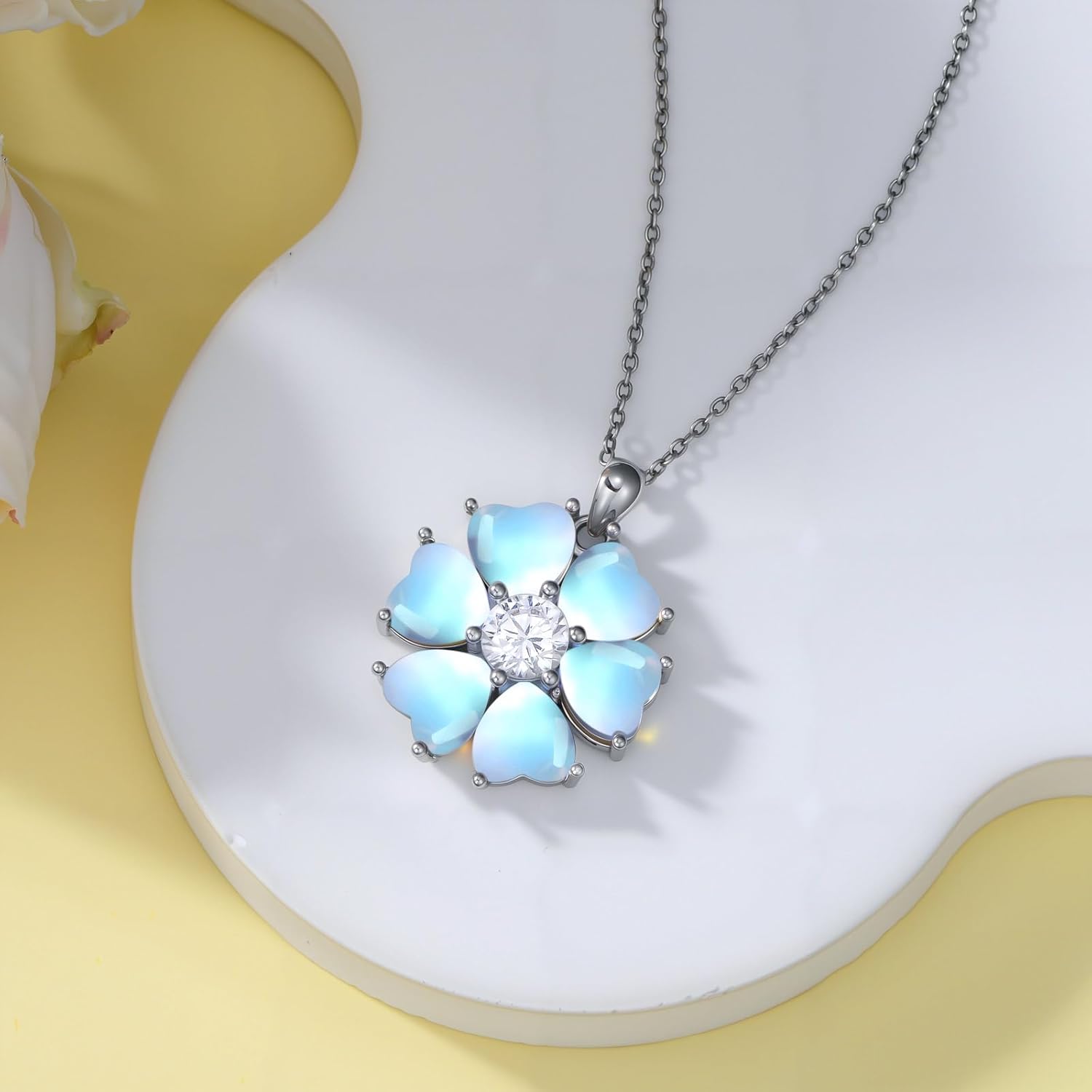 Necklace for Women Flower Necklace Pendant 925 Sterling Silver Zircon Jewelry Necklace, Anniversary Valentine's Day Gifts for Women, with 18"+2" Chain - Image 2