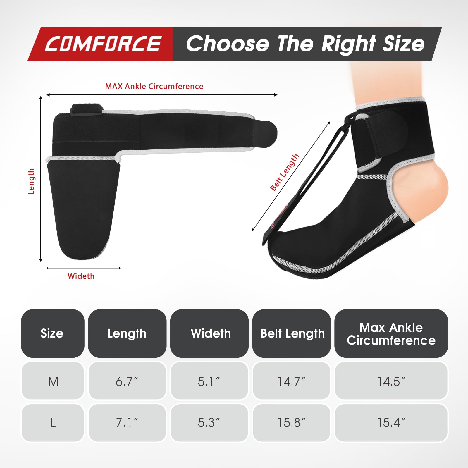 Calcetines de férula nocturna para fascitis plantar, soporte ajustable para fascitis plantar para caída del pie, tendinitis de Aquiles, espolón en el talón, alivio del dolor, color negro