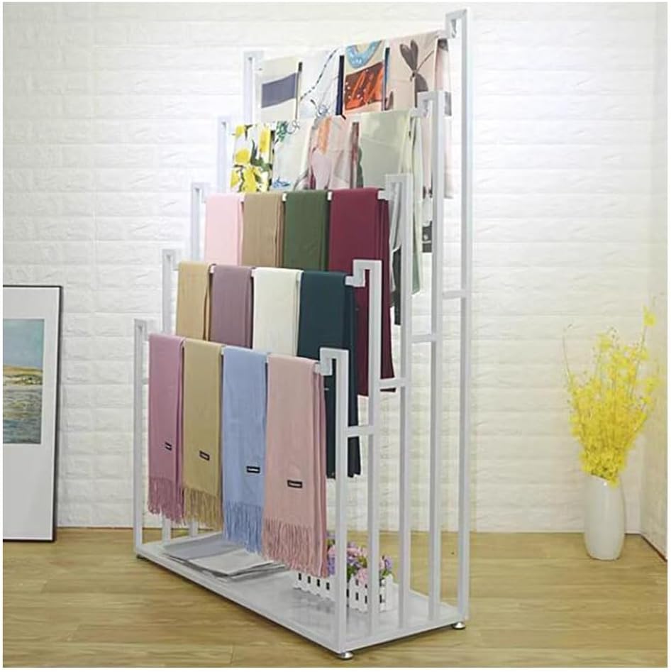 zktoermn Scarf Organizers, Boutique Clothing Store Commercial Shelves Silk Scarf Shawl Pants Purse Ties Storage Hanger Retail Display Racks (Color : Black, Size : 100x40x150cm)