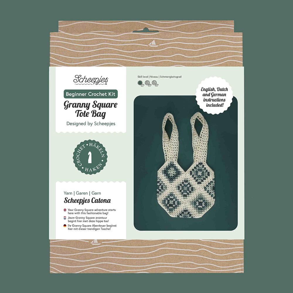 Scheepjes - Scheepjes Häkelset für Anfänger, Granny Square Bag Blau – 1 Set