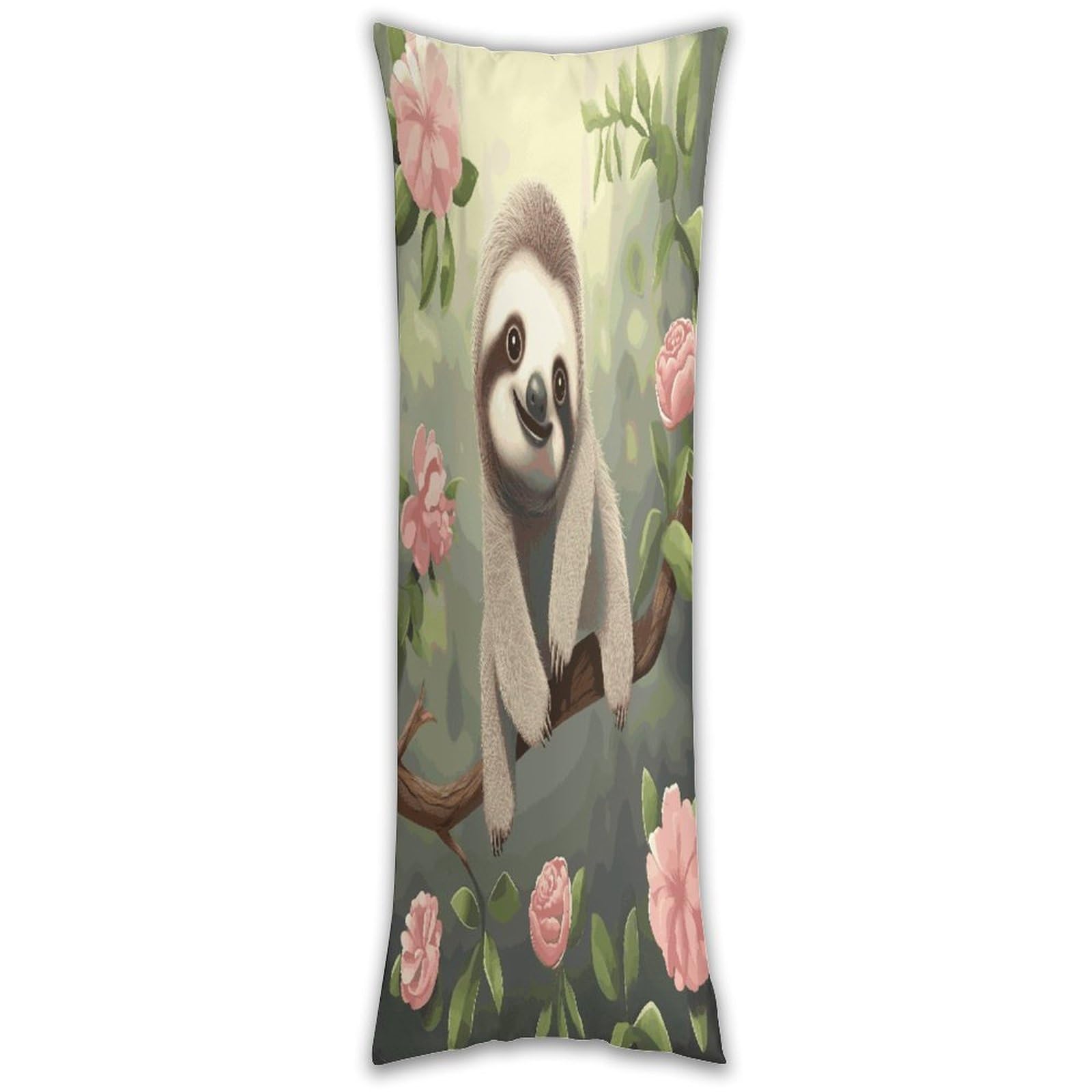 Cute Baby Sloth Pillow Case Breathable Absorb Sweat Long Pillowcover Exquisite Unique Pillow Protector for All Seasons Hot Sleepers Body Pillowcase