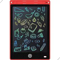 Tablet Infantil LCD Lousa Mágica Escrita Colorida Para Desenho e Estudo Educativo 12 Polegadas (Vermelho)