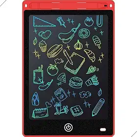 Tablet Infantil LCD Lousa Mágica Escrita Colorida Para Desenho e Estudo Educativo 12 Polegadas (Vermelho)